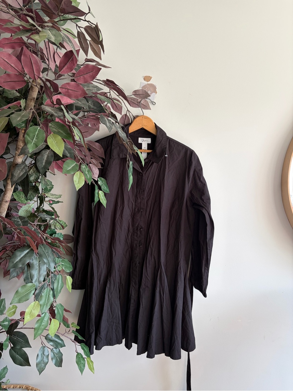 Japna Black Button-Front Mini Dress
